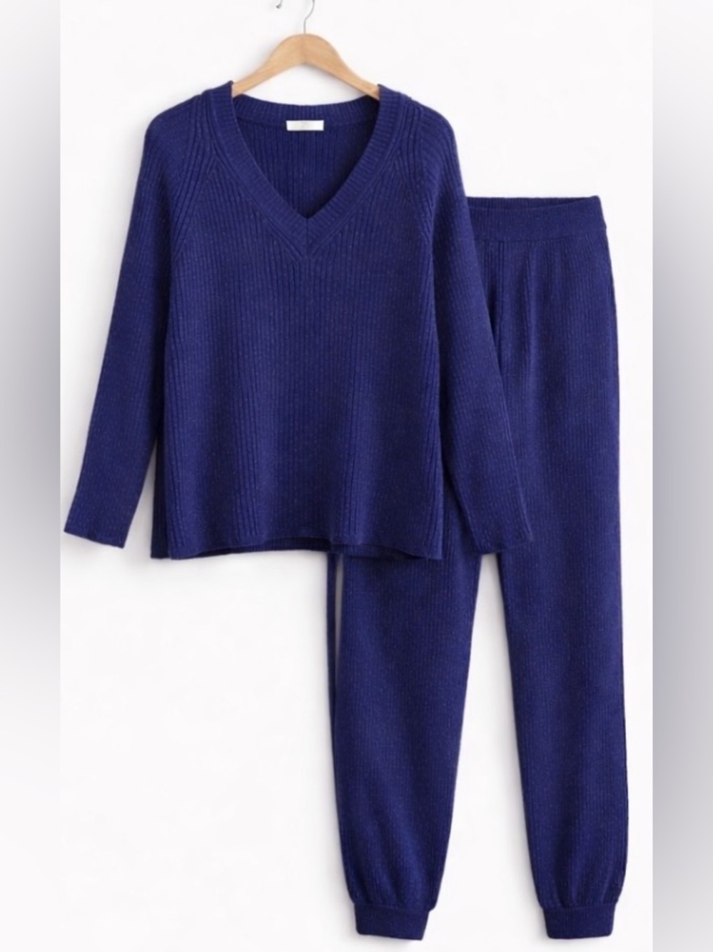 Free People FP Beach Justine Set Ribbed Knit Lounge Sweater Jogger Set Cozy WFH - Picture 2 of 16